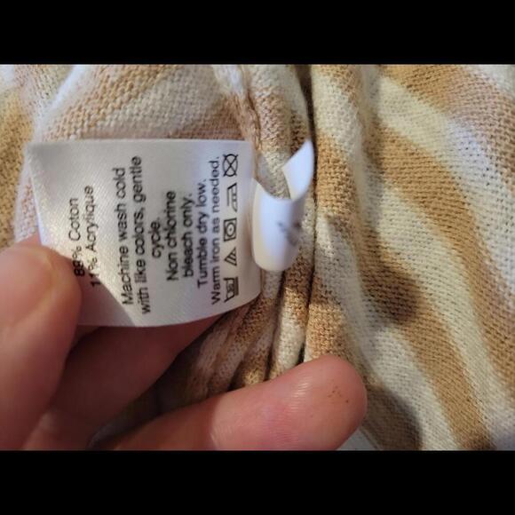 J Crew XXS tan & white striped tie up sweater with bell sleeves - Picture 5 of 5